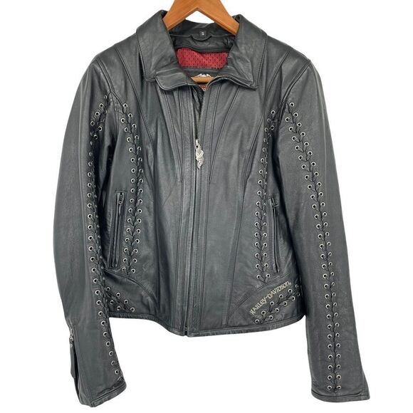 Harley-Davidson Jackets & Blazers - Harley Davidson Gypsy Road Laced Black Leather Moto Women’s Jacket Small